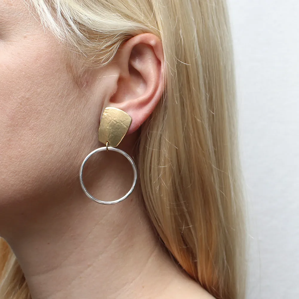 Tapered Rectangle with Large Hoop Clip or Post Earrings