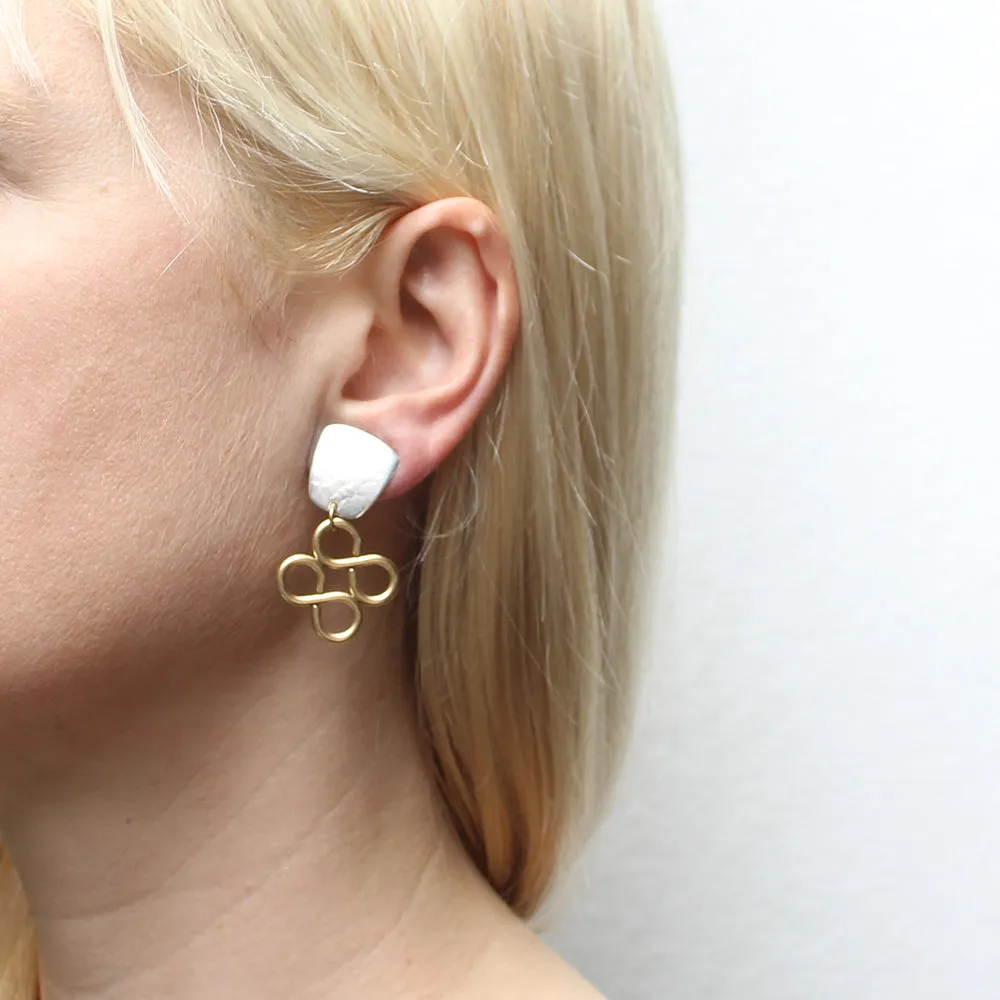 Tapered Square with Double Infinity Clip or Post Earrings