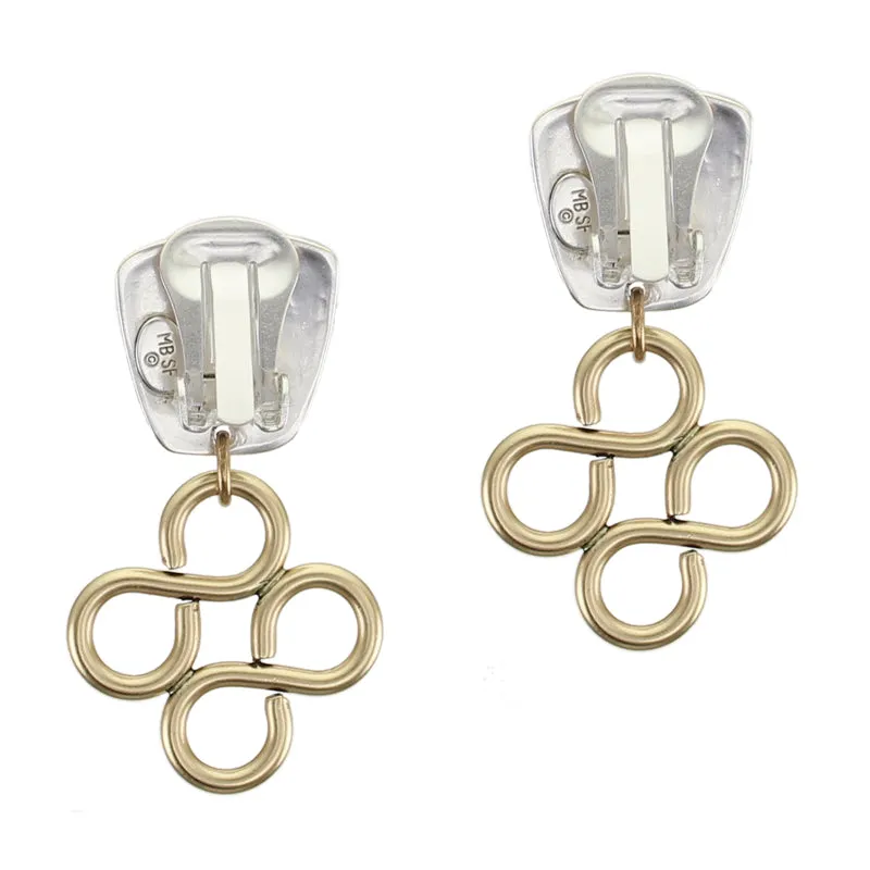 Tapered Square with Double Infinity Clip or Post Earrings