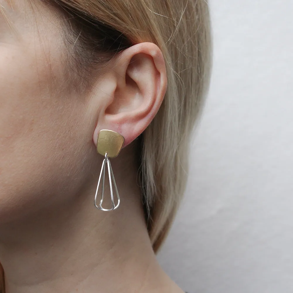 Tapered Square with Small Teardrop Frame Post or Clip Earring