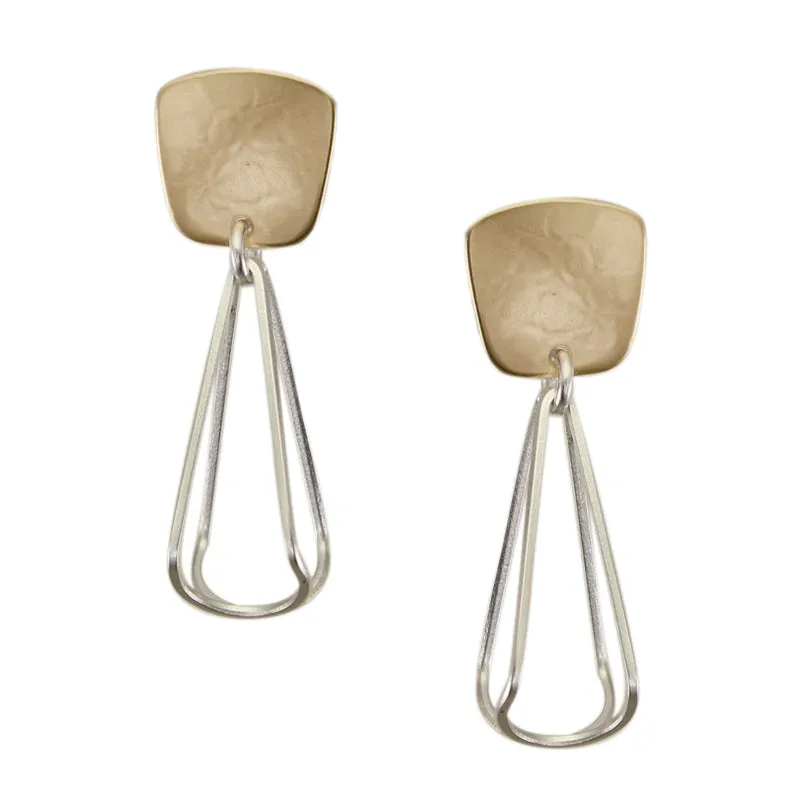 Tapered Square with Small Teardrop Frame Post or Clip Earring