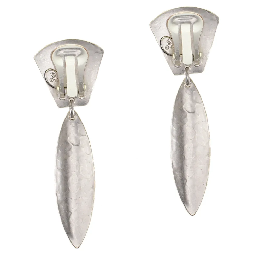 Tapered Top with Long Layered Leaves Clip or Post Earrings