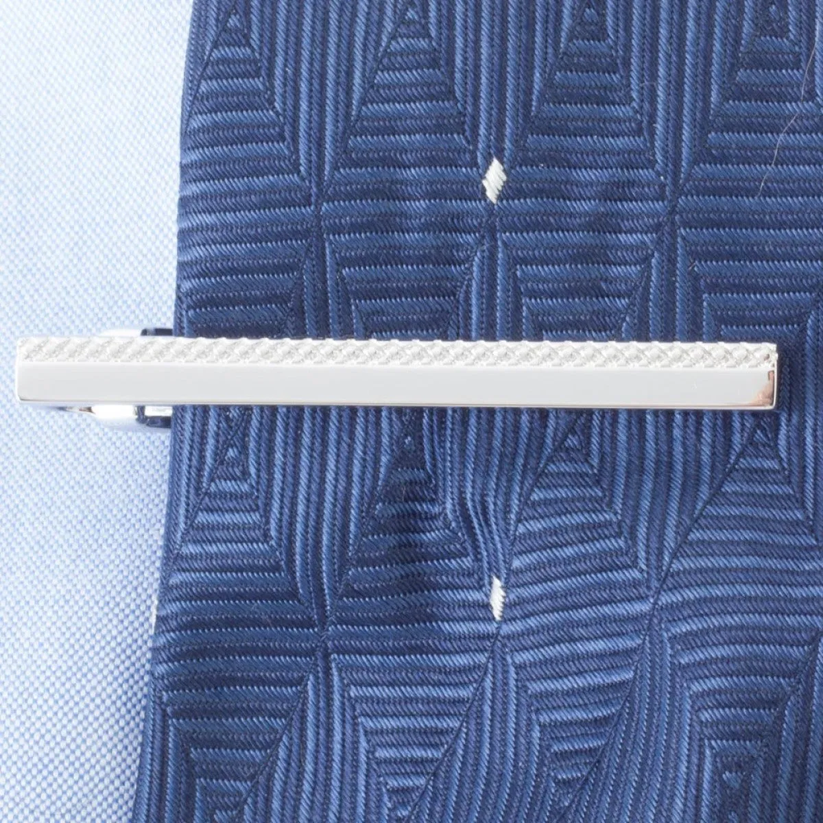 Tateossian Men's Silver Tie Bar Engraved with Subtle Design
