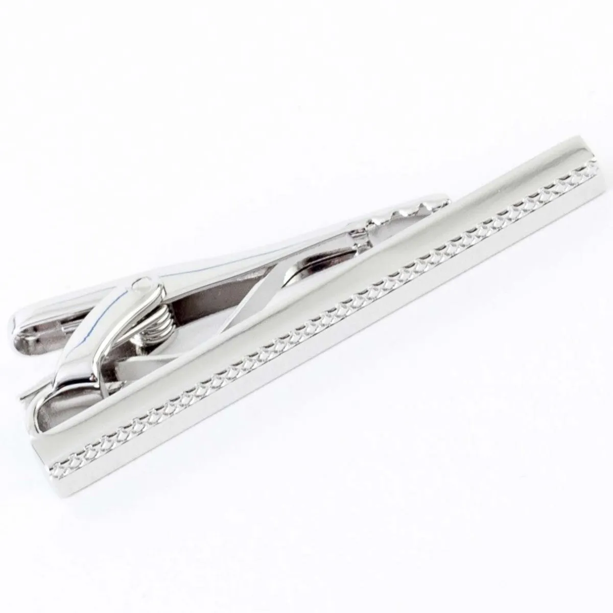 Tateossian Men's Silver Tie Bar Engraved with Subtle Design