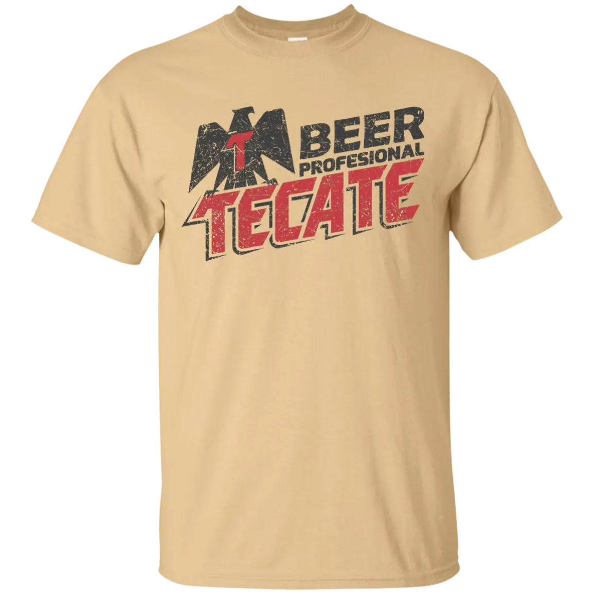 Tecate Beer T-Shirt Custom Designed Color Worn Label Pattern