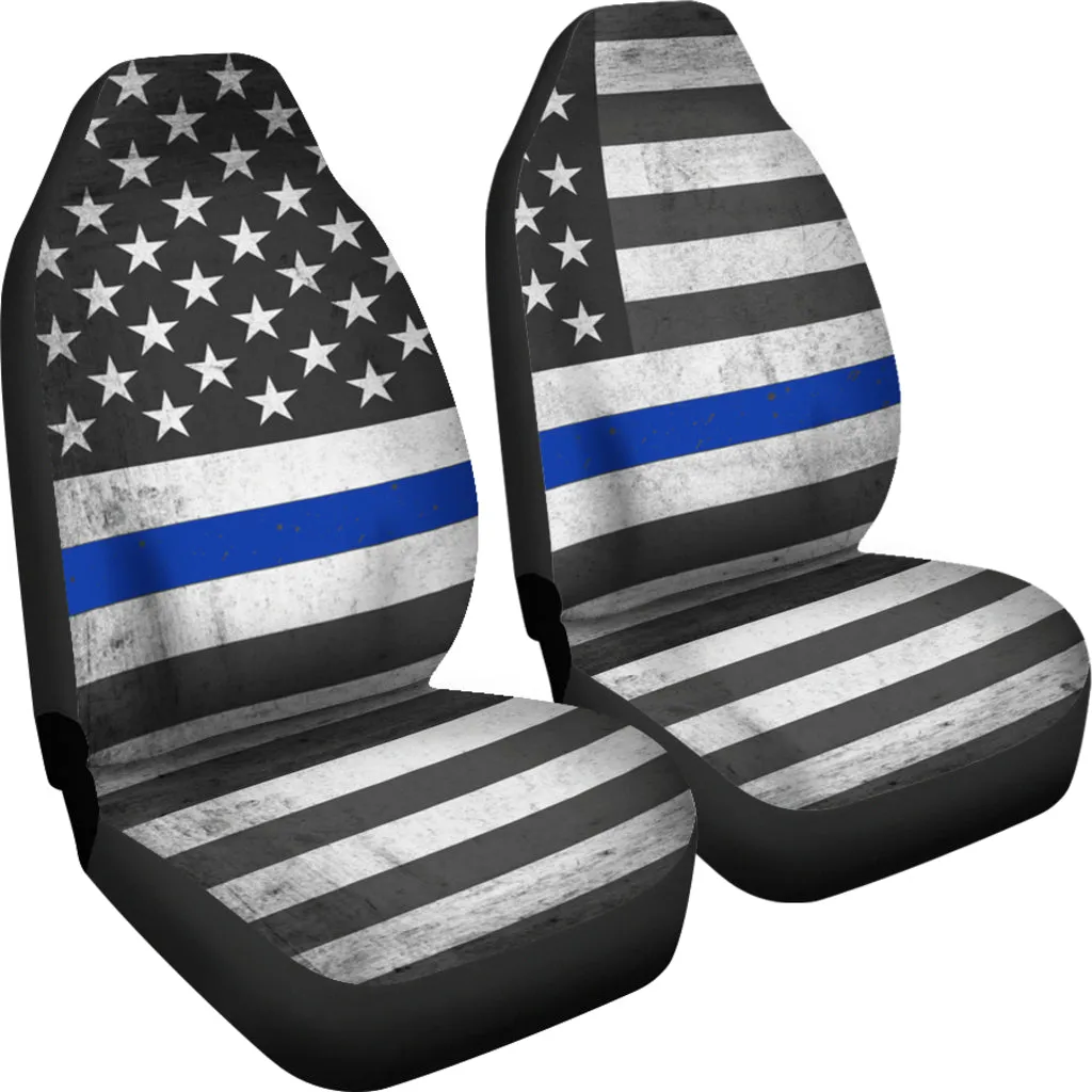 Thin Blue Line Flag Car Seat Covers (Set of 2)