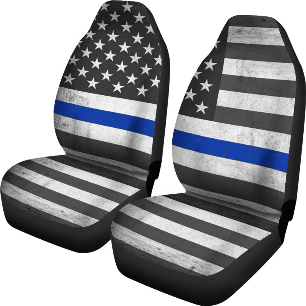 Thin Blue Line Flag Car Seat Covers (Set of 2)