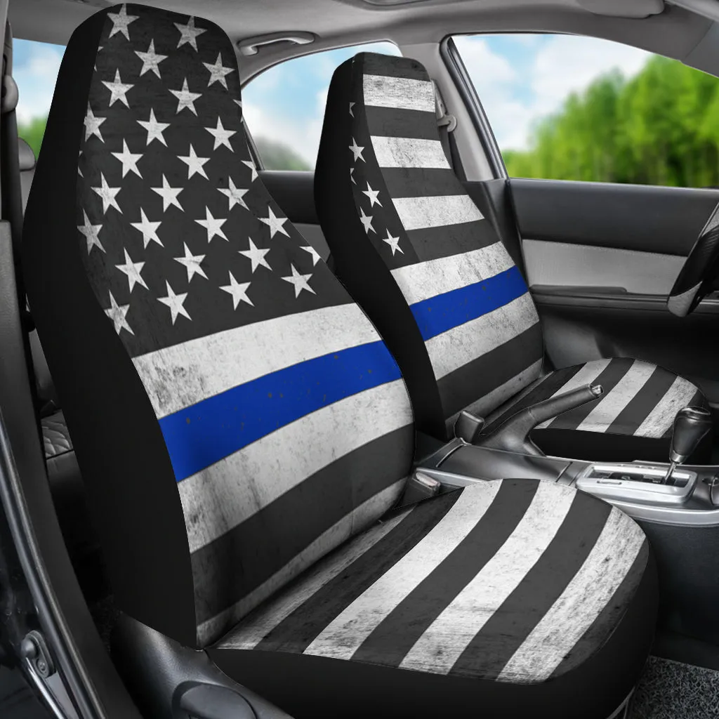 Thin Blue Line Flag Car Seat Covers (Set of 2)