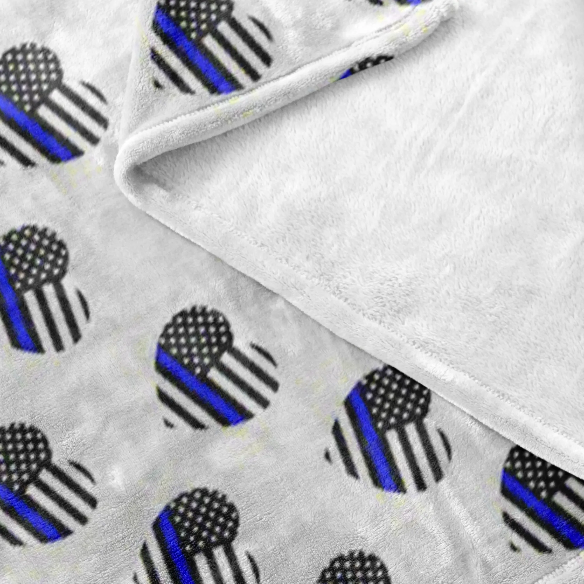 Thin Blue Line Hearts Fleece Blanket