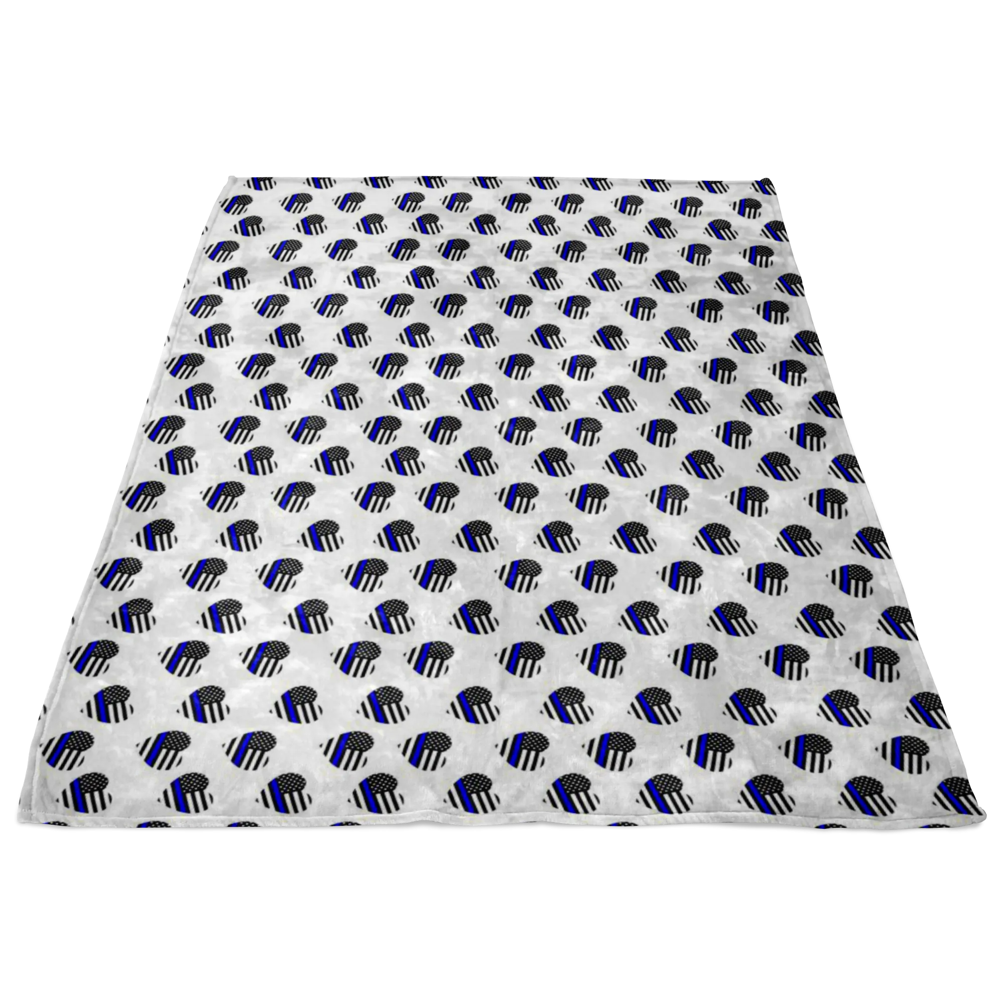Thin Blue Line Hearts Fleece Blanket