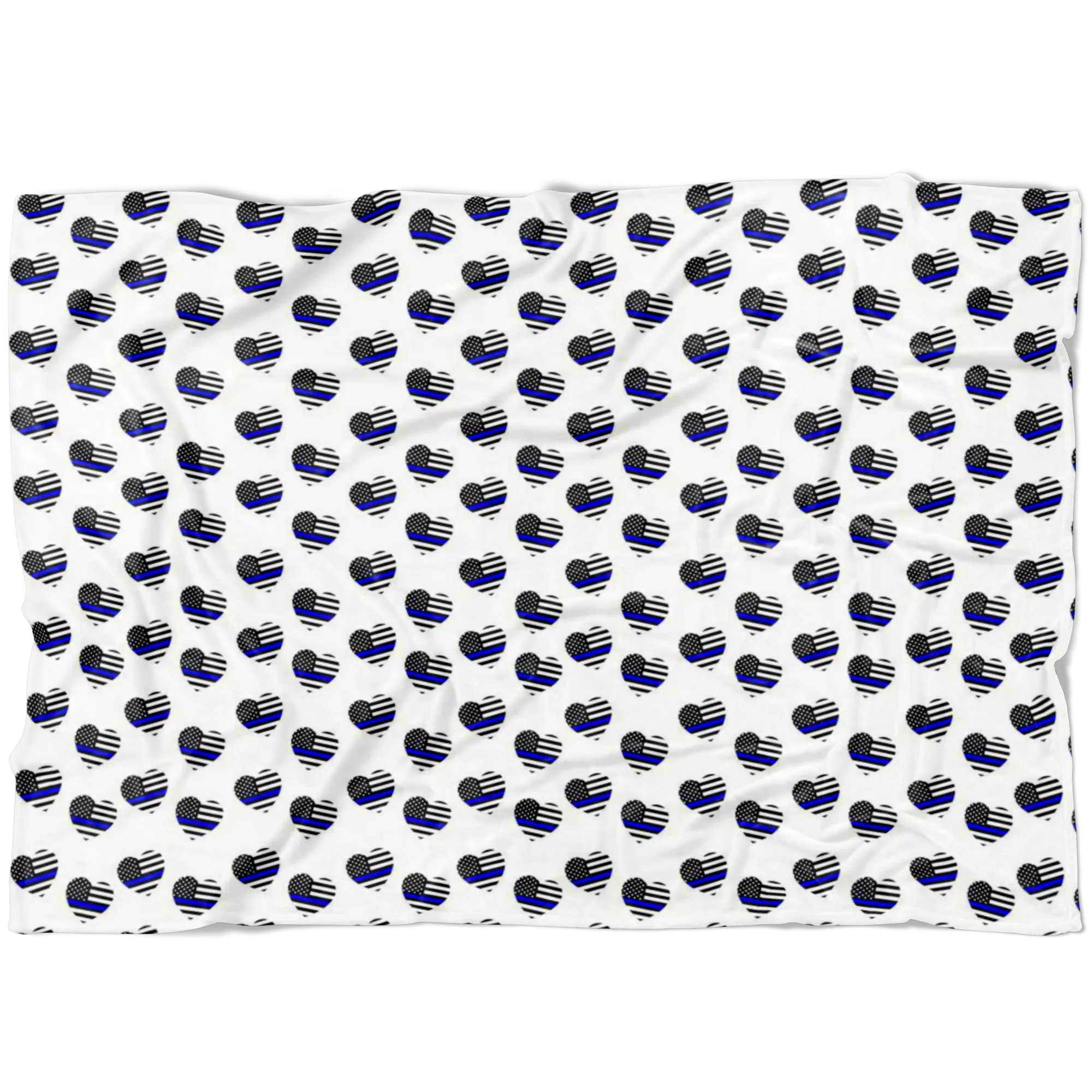 Thin Blue Line Hearts Fleece Blanket