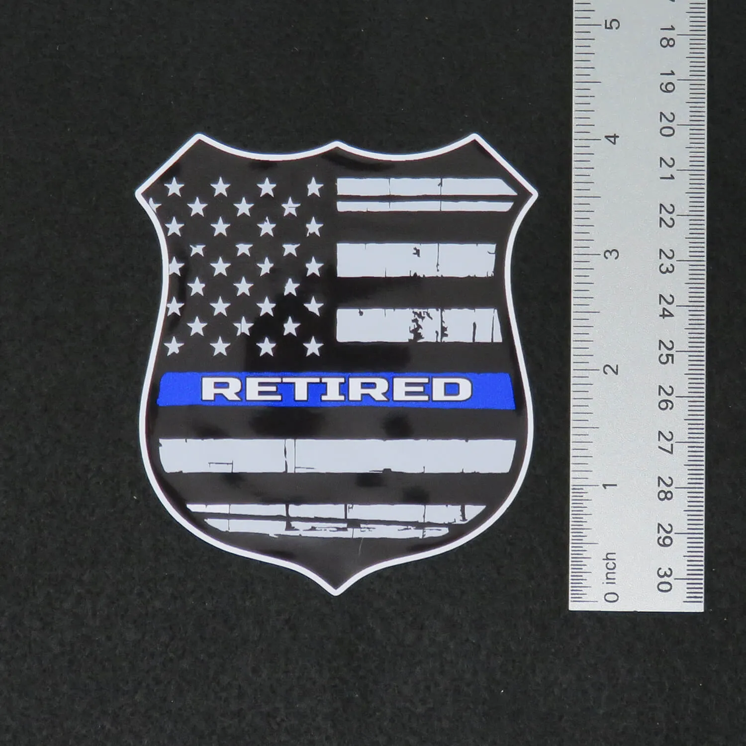 Thin Blue Line Police Badge Retired Vinyl Decal