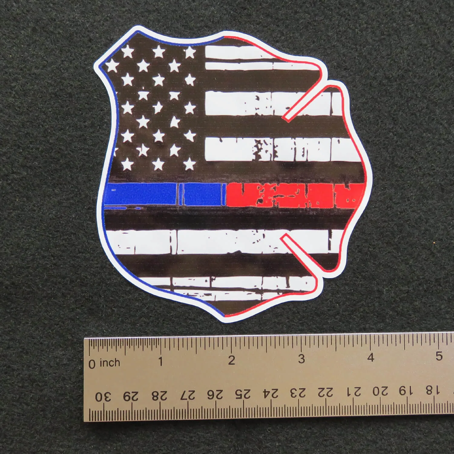 Thin Blue Red Line Police Fire Mashup Vinyl Decal