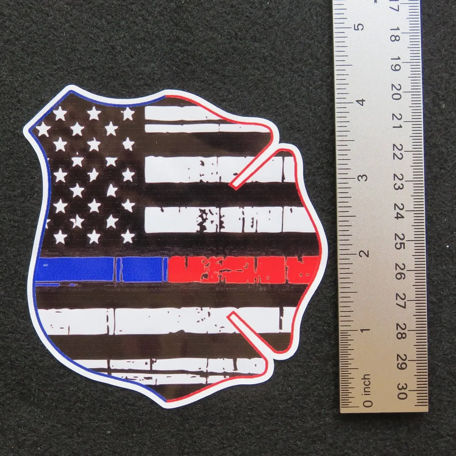 Thin Blue Red Line Police Fire Mashup Vinyl Decal