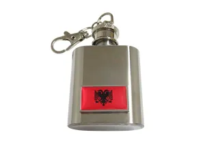 Thin Bordered Albania Flag 6 Oz. Stainless Steel Flask