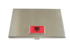 Thin Bordered Albania Flag Business Card Holder