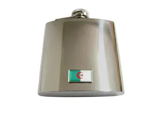 Thin Bordered Algeria Flag Pendant 6 Oz. Stainless Steel Flask