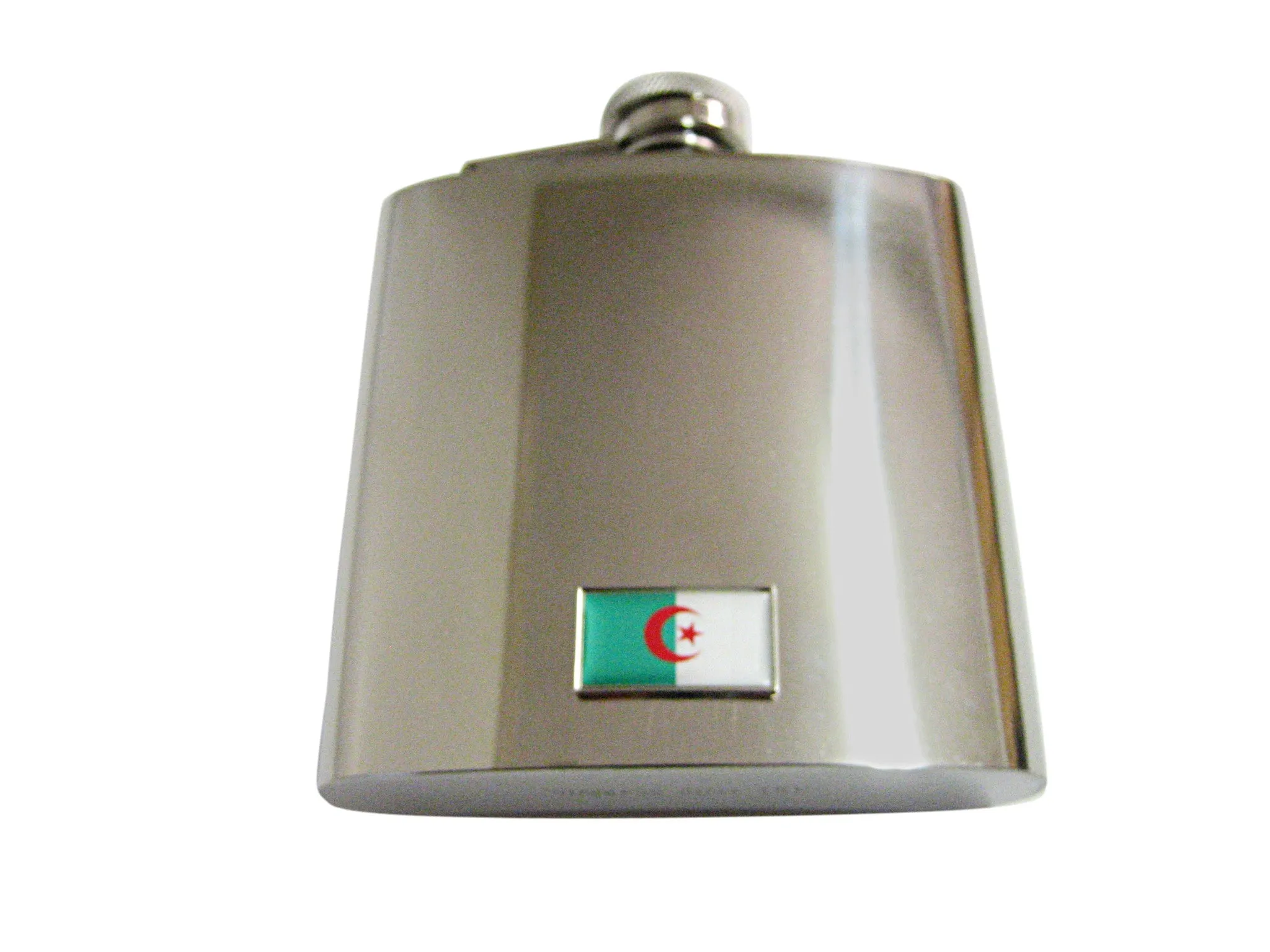 Thin Bordered Algeria Flag Pendant 6 Oz. Stainless Steel Flask