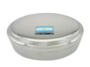 Thin Bordered Argentina Flag Pendant Oval Trinket Jewelry Box