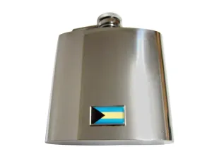 Thin Bordered Bahamas Flag Pendant 6 Oz. Stainless Steel Flask