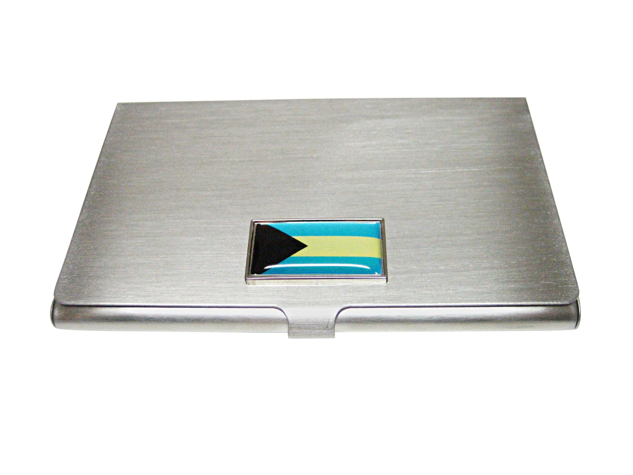 Thin Bordered Bahamas Flag Pendant Business Card Holder