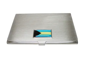 Thin Bordered Bahamas Flag Pendant Business Card Holder