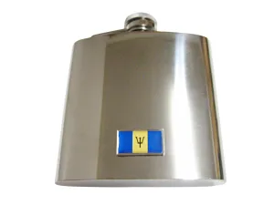 Thin Bordered Barbados Flag Pendant 6 Oz. Stainless Steel Flask