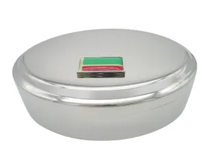 Thin Bordered Chechnya Flag Pendant Oval Trinket Jewelry Box