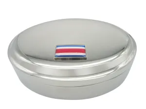 Thin Bordered Costa Rica Flag Pendant Oval Trinket Jewelry Box