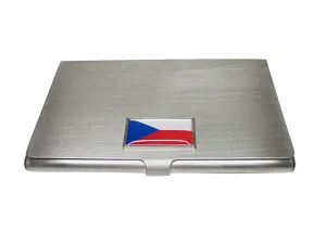 Thin Bordered Czech Republic Czechia Flag Pendant Business Card Holder
