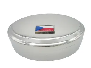 Thin Bordered Czech Republic Czechia Flag Pendant Oval Trinket Jewelry Box