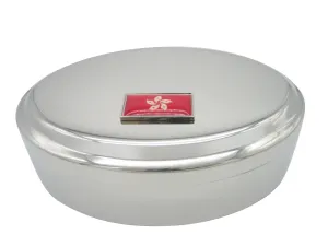 Thin Bordered Hong Kong Flag Pendant Oval Trinket Jewelry Box