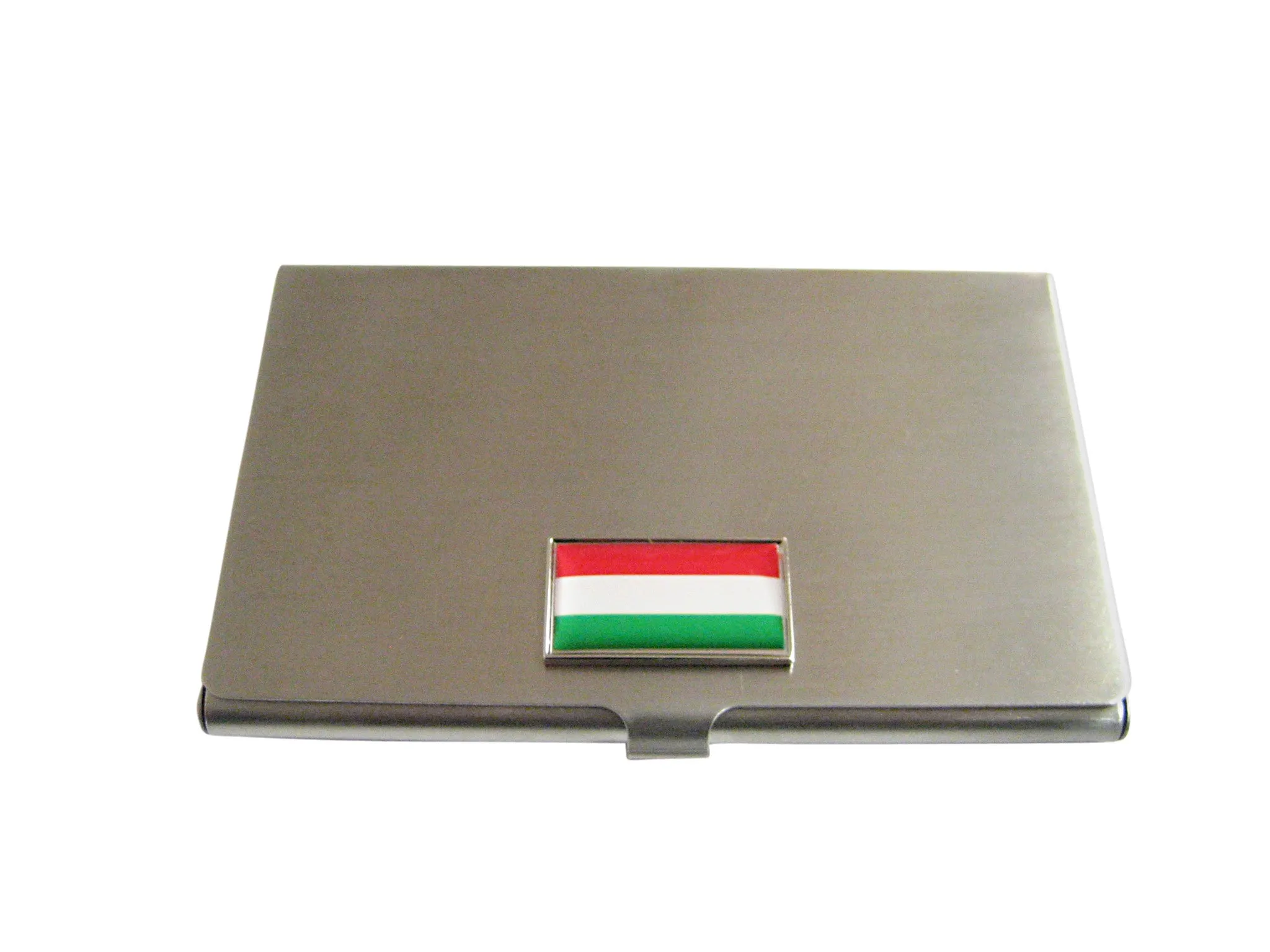 Thin Bordered Hungary Flag Pendant Business Card Holder