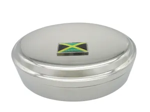 Thin Bordered Jamaica Flag Pendant Oval Trinket Jewelry Box