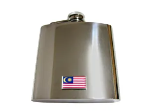 Thin Bordered Malaysia Flag Pendant 6 Oz. Stainless Steel Flask