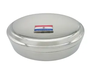 Thin Bordered Paraguay Flag Pendant Oval Trinket Jewelry Box
