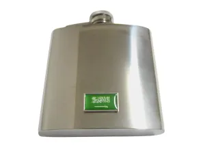 Thin Bordered Saudi Arabia Flag 6 Oz. Stainless Steel Flask