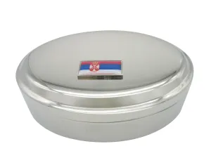 Thin Bordered Serbia Flag Pendant Oval Trinket Jewelry Box