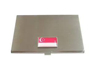 Thin Bordered Singapore Flag Business Card Holder