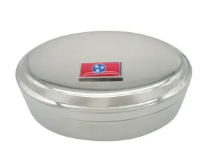 Thin Bordered Tennessee State Flag Pendant Oval Trinket Jewelry Box