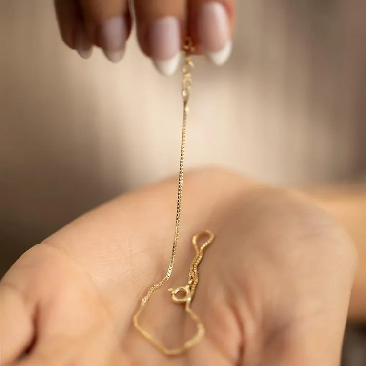 Thin Chain Bracelet Gold Vermeil Box Link Wrist Jewelry