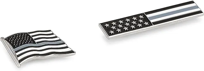 Thin Grey Line American Flag USA Lapel Pin Set - Waving Flag   Rectangle Bar