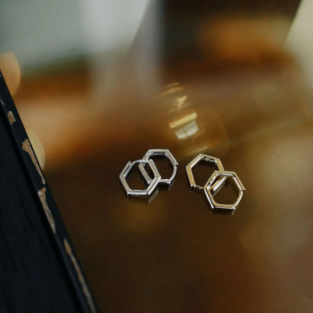 Thin Hexagon Huggies