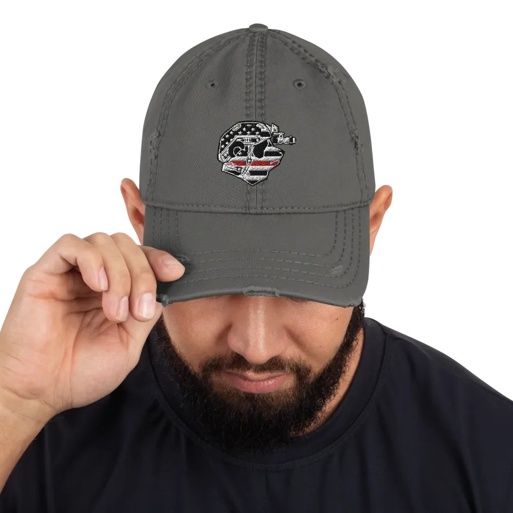 Thin Red Line Distressed Dad Hat