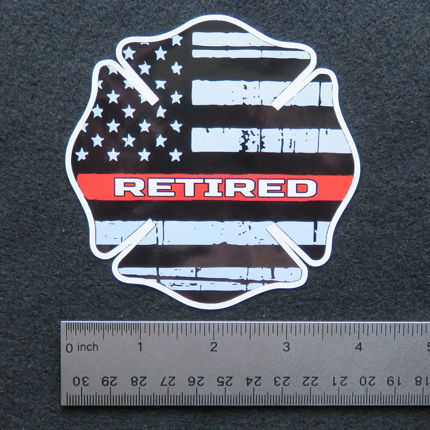 Thin Red Line Firefighter Maltese Cross Retired Vinyl Decal