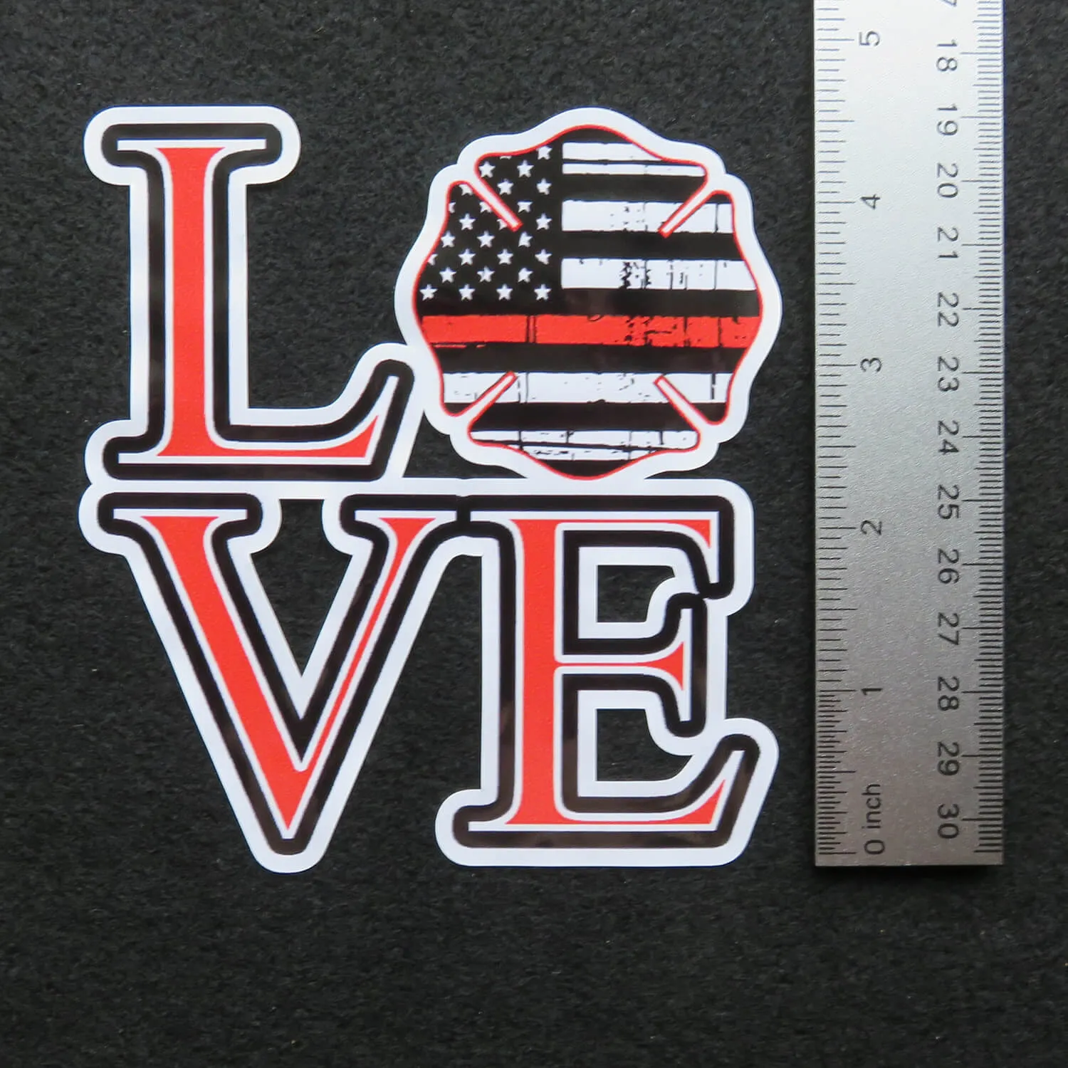 Thin Red Line LOVE Firemen Maltese Cross Vinyl Decal