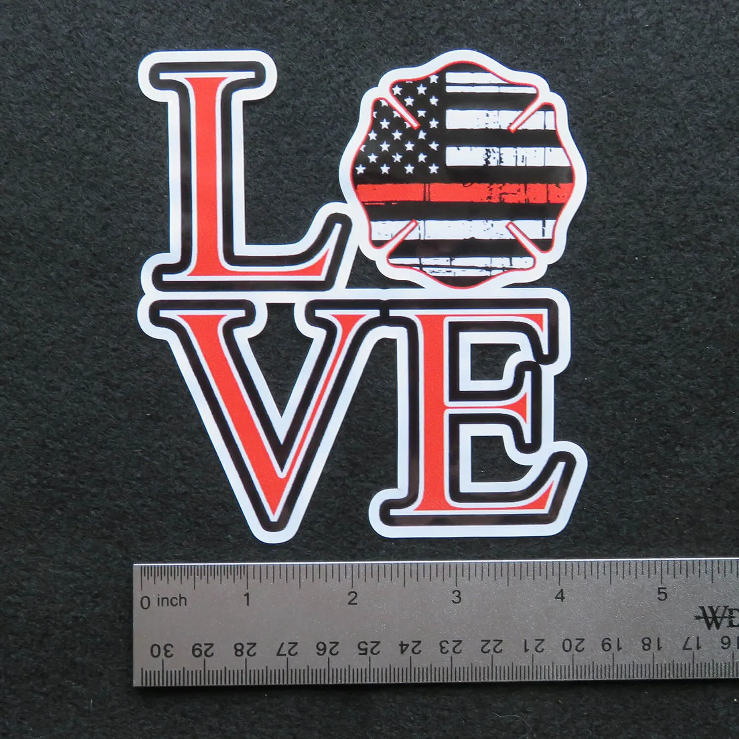 Thin Red Line LOVE Firemen Maltese Cross Vinyl Decal