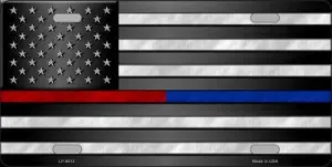 Thin Red Line Thin Blue Line License Plate
