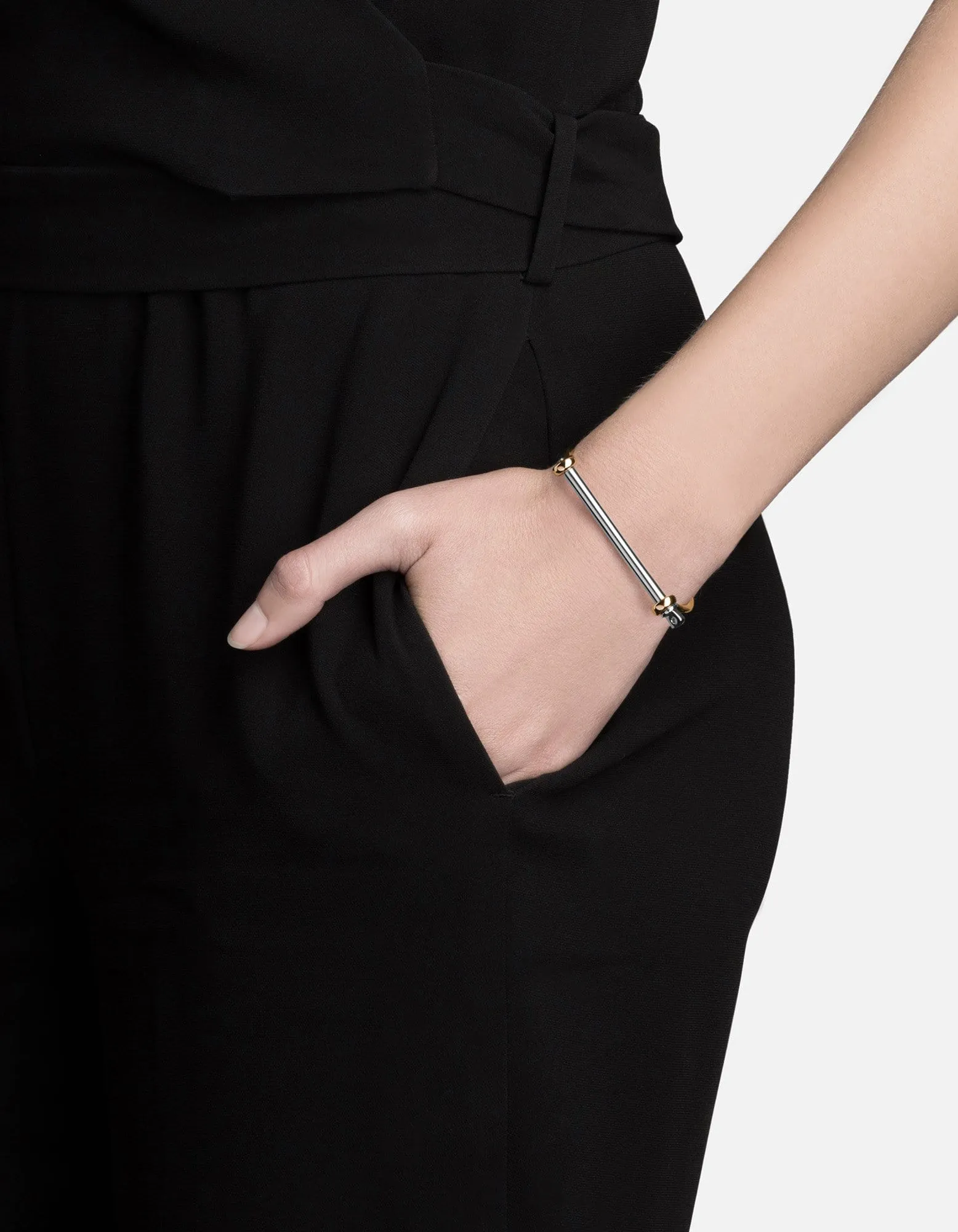 Thin Screw Cuff, Gold/Silver