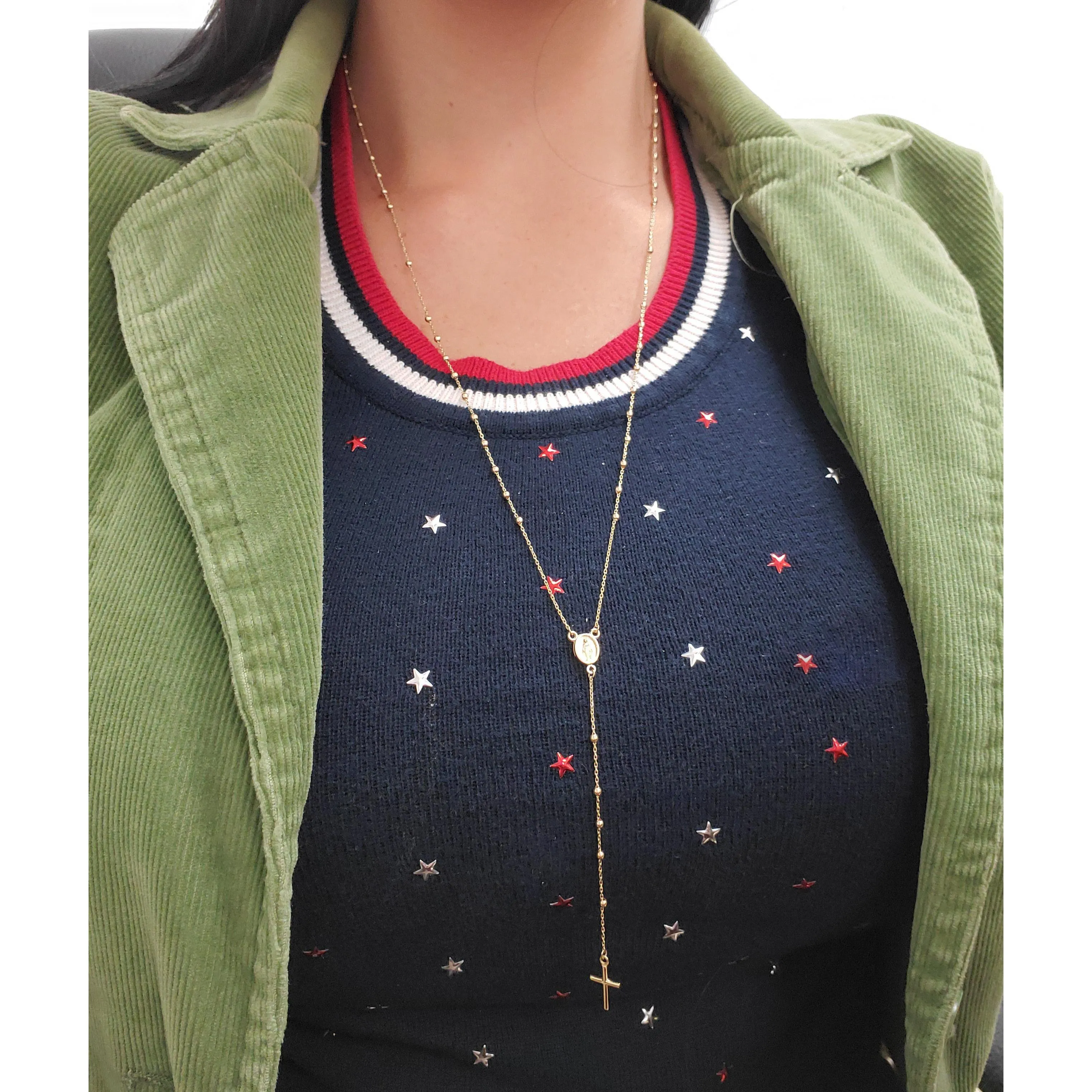 Thin Traditional Rosary Necklace
